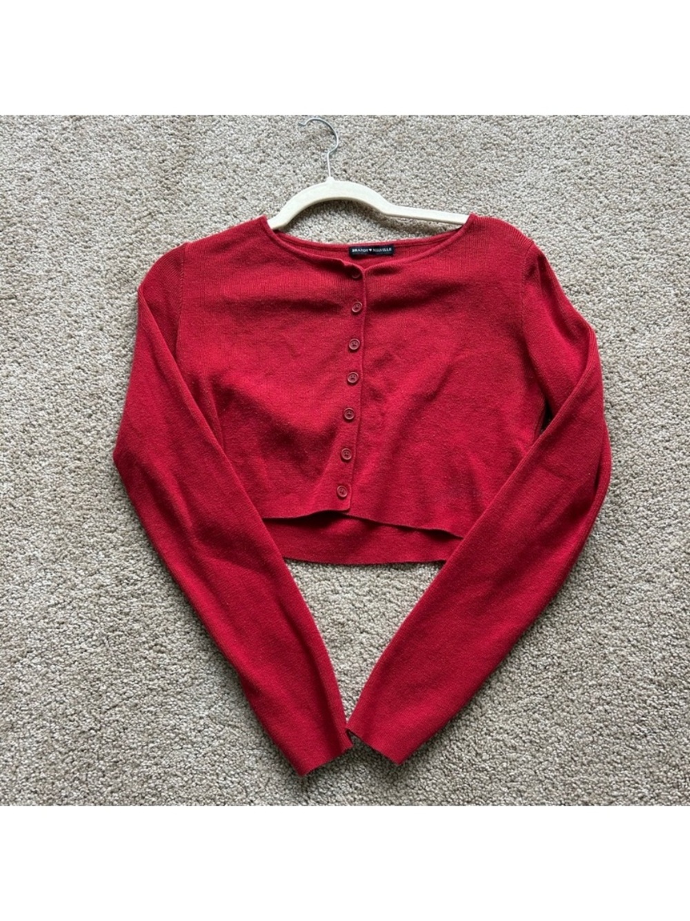 Brandy Melville Scarlet Red Cropped Button Cardigan